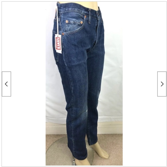 Womens Levi's Vintage Clothing Big E 1967 505 Selvedge Blue Jeans - Picture 4 of 8